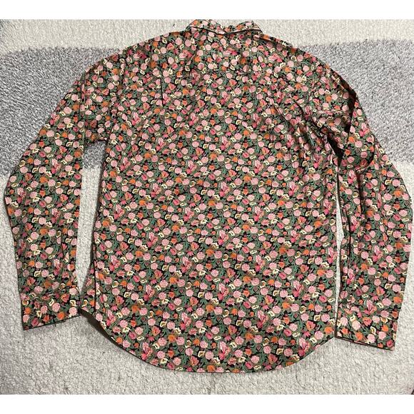 VTG Hathaway Women's Size 14 Button Up Floral Shirt Pink Green 100% Cotton - Picture 6 of 9